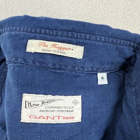 Gant Oxford Shirt Men's Medium Blue Indigo The Hugger New Haven Retro Preppy - Picture 11 of 12